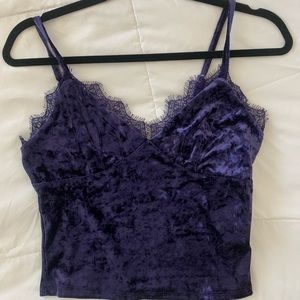 Purple Velvet Laced Crop Top